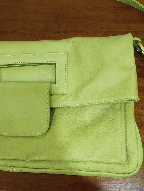 Avorio Green Italian Leather Handbag Envelope Clutch Crossbody Purse - Picture 4 of 12